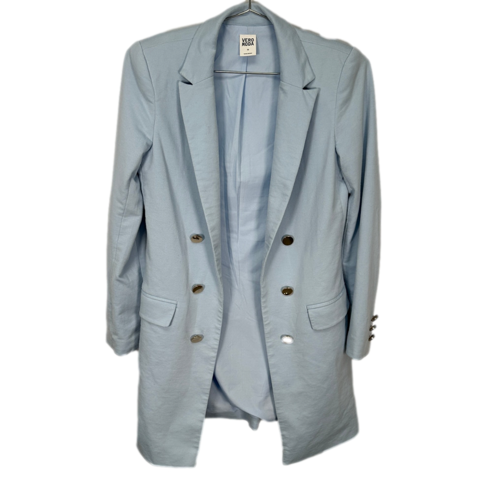 Power Dressing Business Light Blue Long Casual Blazer by Vero Moda 36
